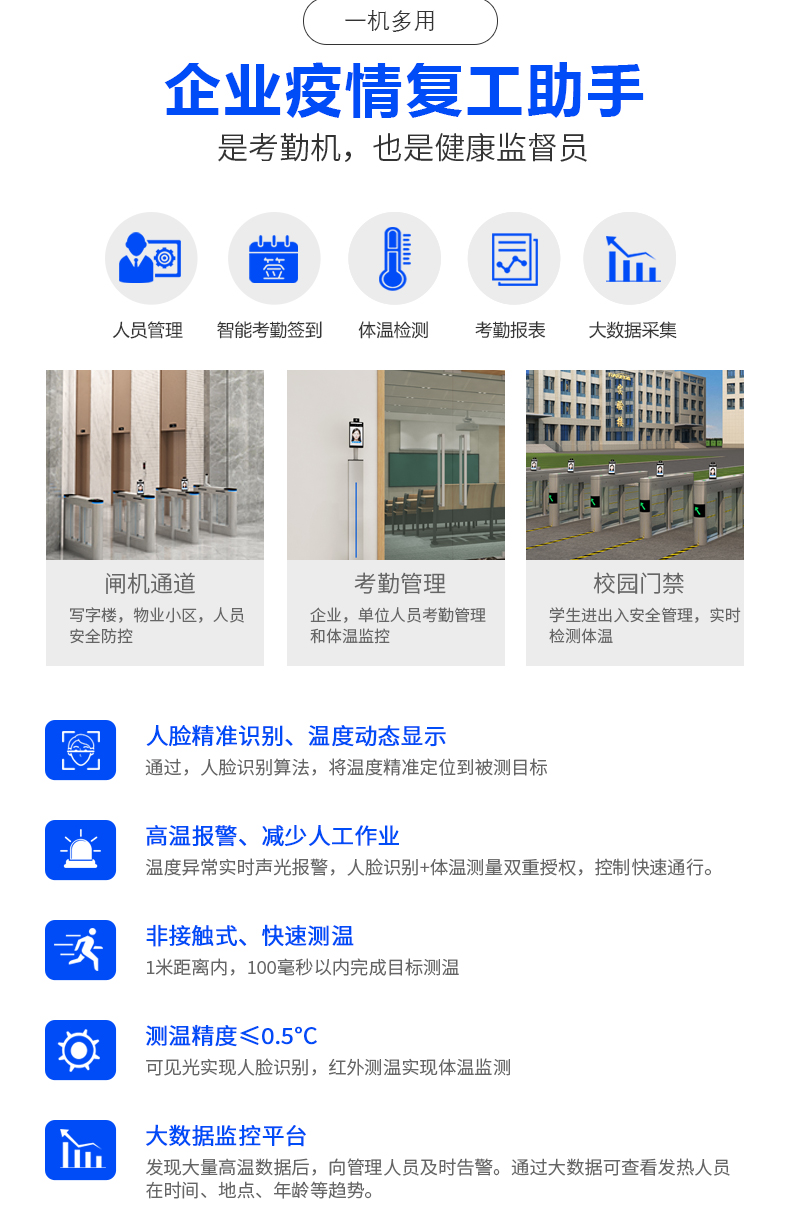 企业疫情复工助手，是考勤机，也是监控监督员