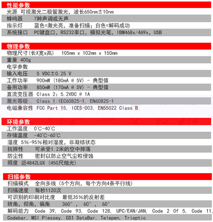 honeywell霍尼韦尔7120扫描平台产品参数