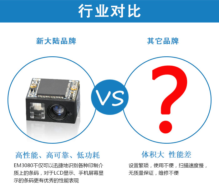 em3080二维扫描模块与其他品牌对比